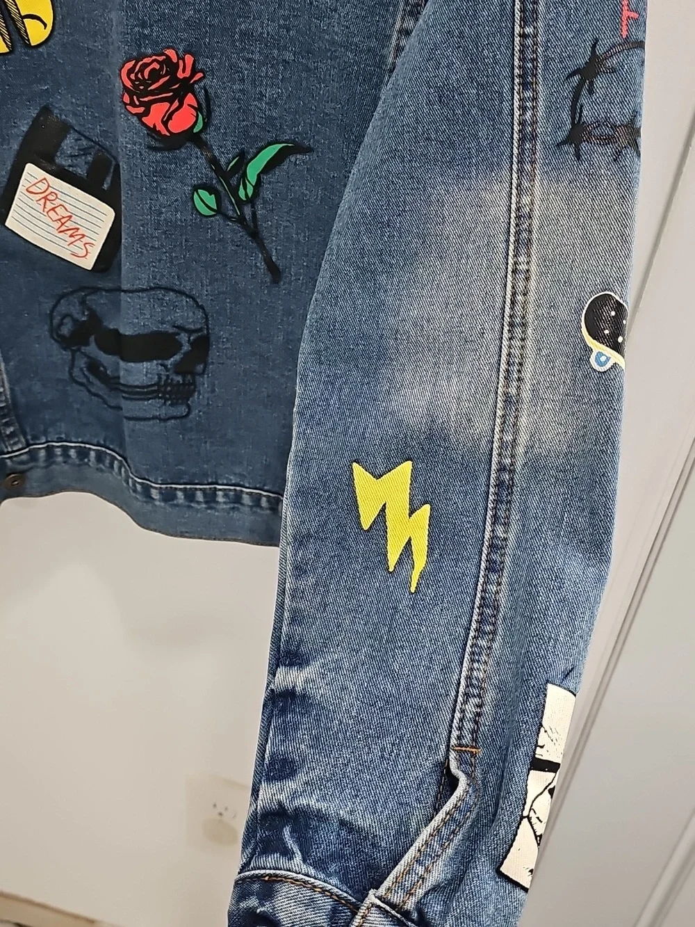 Brooklyn Cloth No Cap Retro 90s Graphics Denim Jean Jacket Unisex S - Picture 5 of 9